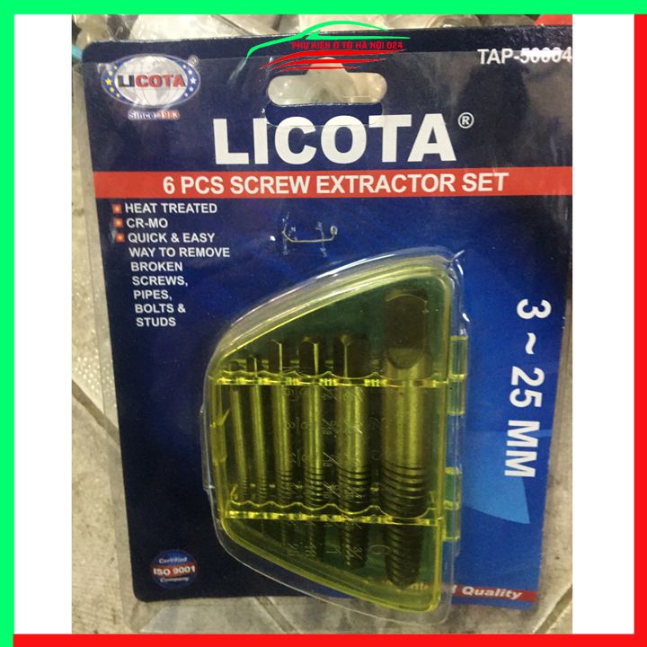 Bộ mở ốc vít gãy, toét đầu Licota 6 mũi taro 3-25mm TAP-50004