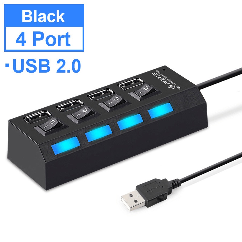 Bộ chia USB hình ổ điện 1 ra 4 cổng 7 cổng 2.0 3.0 có công tắc kèm đèn led chuẩn Hub USB Orico 4 cổng VNET-HUB06