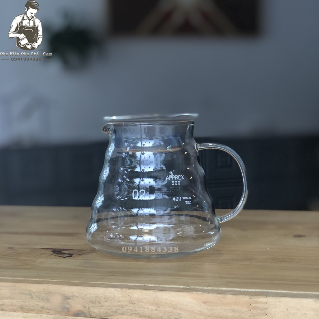 Bình Pha Drip Coffee V60 Phễu Lọc Có Tay Cầm