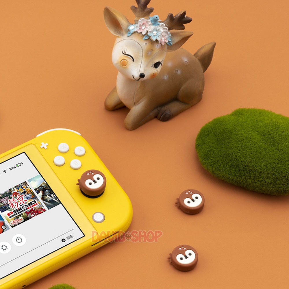 Núm bọc analog Hươu Đốm &amp; Cún Gặm Xương hãng Geekshare cho Joy-Con - Nintendo Switch / Nintendo Switch Lite