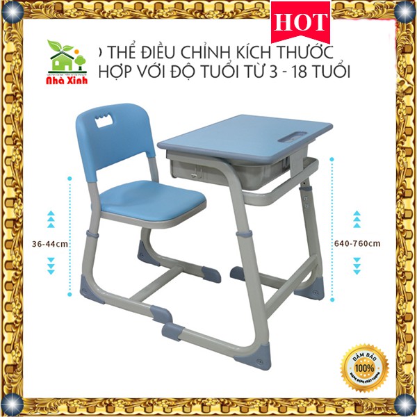 Bàn ghế Chống Gù Cao cấp Quà tặng cho bé yêu KT : 76 x 60 x 40 cm  có thể điều chỉnh ( Màu Xanh lam ) | BigBuy360 - bigbuy360.vn