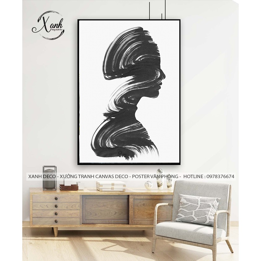 Tranh Canvas Cô Gái Vẽ Bằng Bút Lông Mực Nho 50X70 Cm Trang Trí Nội Thất |  Shopee Việt Nam