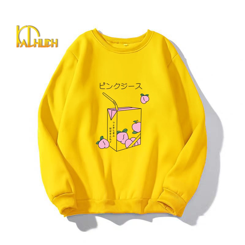 ÁO SWEATER UNISEX [Nhiều màu sắc] FORM RỘNG IN HÌNH TRÀ ĐÀO SIÊU CUTE | BigBuy360 - bigbuy360.vn