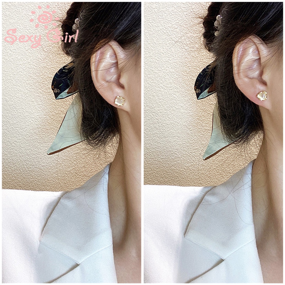 Set 6 Khuyên Tai Đá Opal Đơn Giản Thời Trang Hàn Quốc