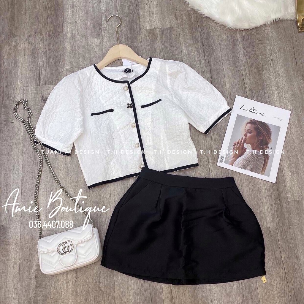 HÀNG CAO CẤP - Áo sơ mi viền xốp hai màu ĐEN - TRẮNG | BigBuy360 - bigbuy360.vn