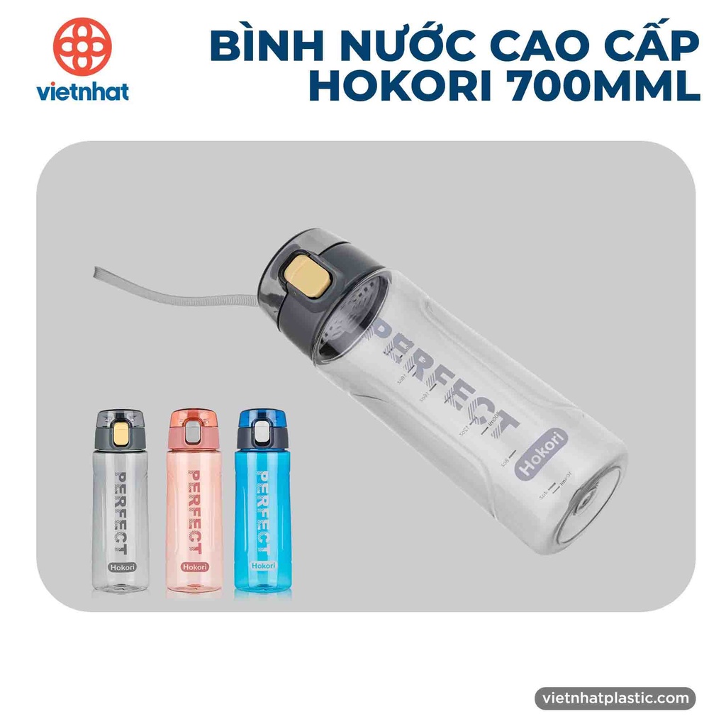 Bình Nước Thể Thao, Bình Nước Chịu Nhiệt Hokori 700ml Chính Hãng Việt Nhật Không Mùi Kháng Khuẩn An Toàn