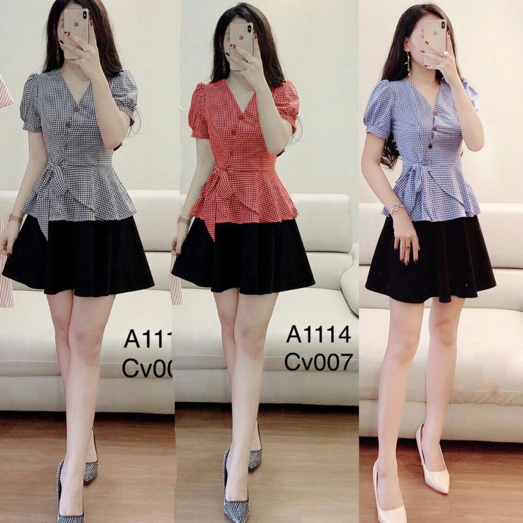 Áo kiểu nữ form dáng peplum buộc nơ xinh xắn mặc đi làm, đi tiệc - nhiều size và màu, form dáng chuẩn