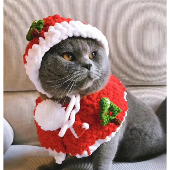 SET YẾM VÀ NÓN NOEL SỢI TO handmade cho PET chó, mèo,. thỏ, chuột ú....