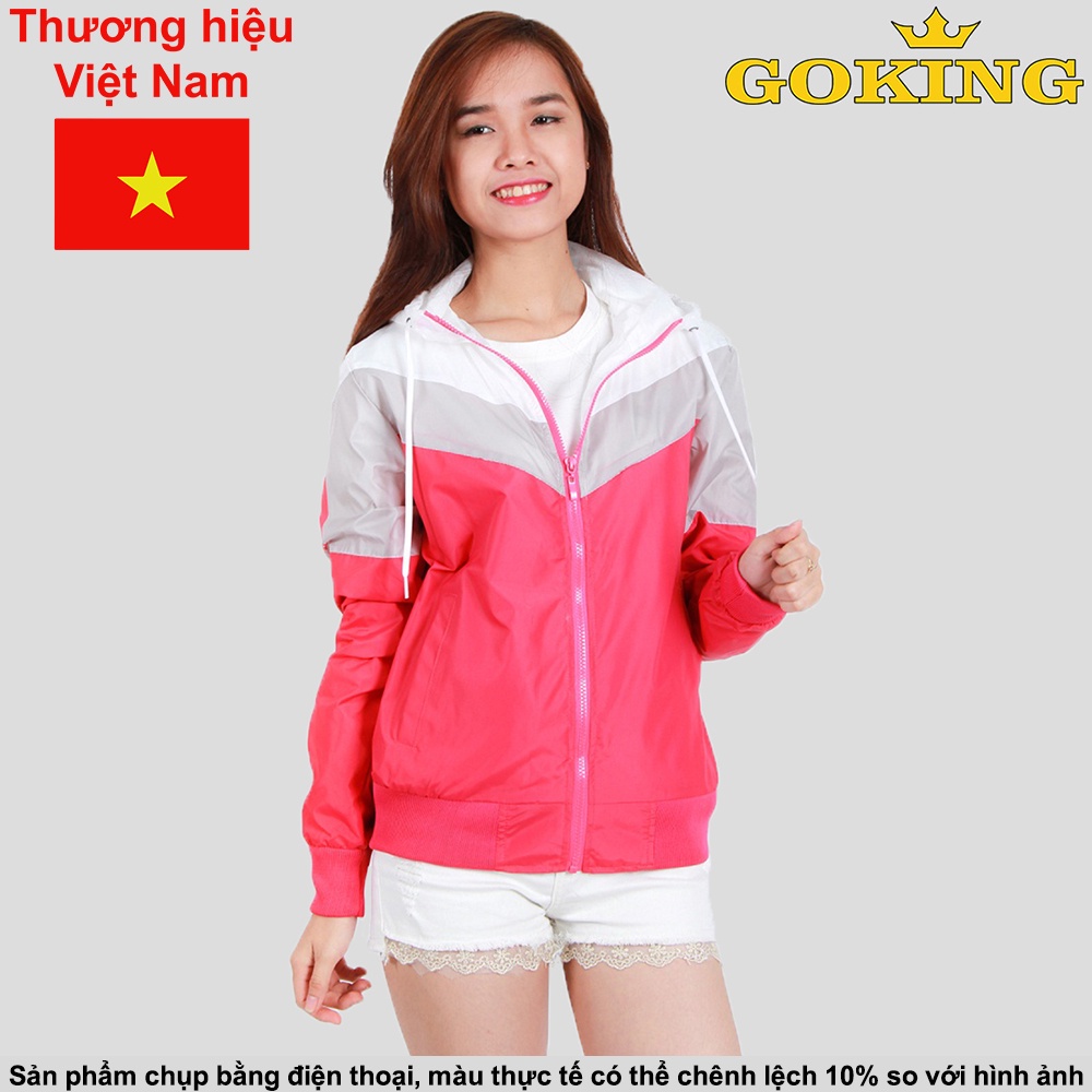 Áo khoác gió cặp đôi GOKING, phối 3 màu thời trang trẻ trung. Áo dù chống nắng gió lạnh, giữ ấm. Hàng Việt Nam cao cấp.