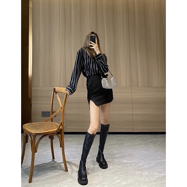 Bốt Cao Cổ Nữ 🖤Tiệm Vải Xinh Clothes🤍 Giày Bốt Kéo Khoá Đế Cao 4.5cm | BigBuy360 - bigbuy360.vn