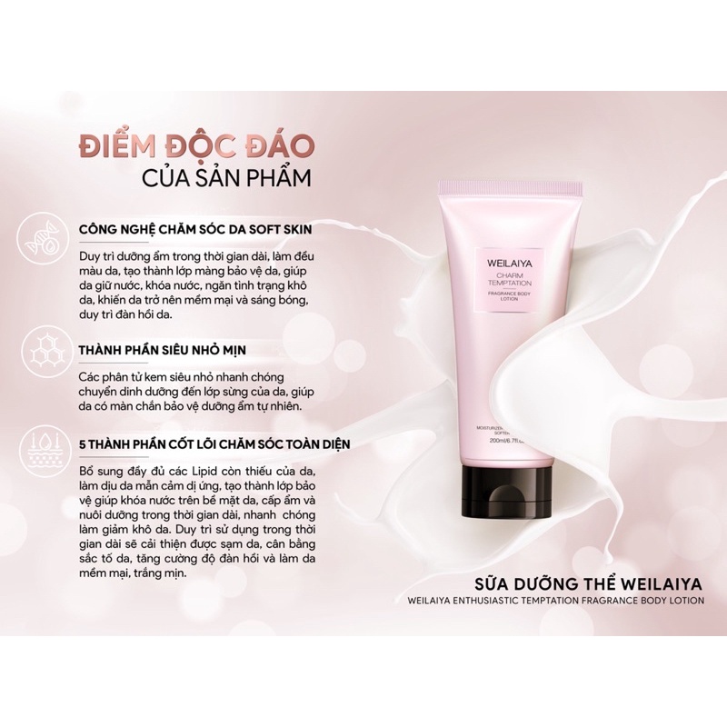 Dưỡng thể nước hoa Body Lotion Weilaiya cấp ẩm, dưỡng da body mềm mịn thơm