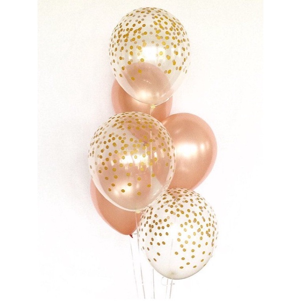 Bóng tròn trong suốt chấm bi vàng gold size 12&quot; to dày trang trí sinh nhật