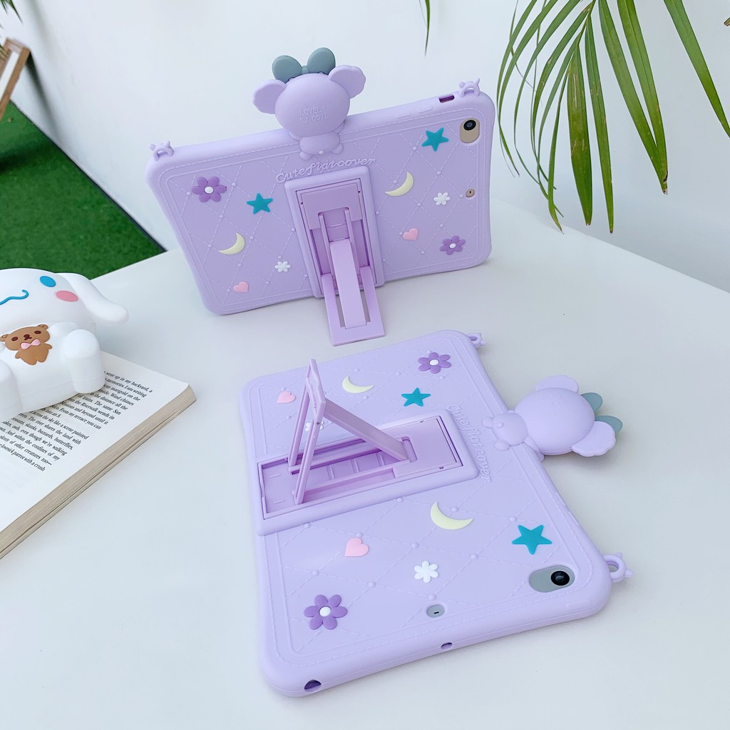 Ốp bảo vệ silicone mềm hình hoạt hình 3D có dây đeo cho Samsung Galaxy Tab A 8.0 2019 có bút S Pen SM-P200 P205