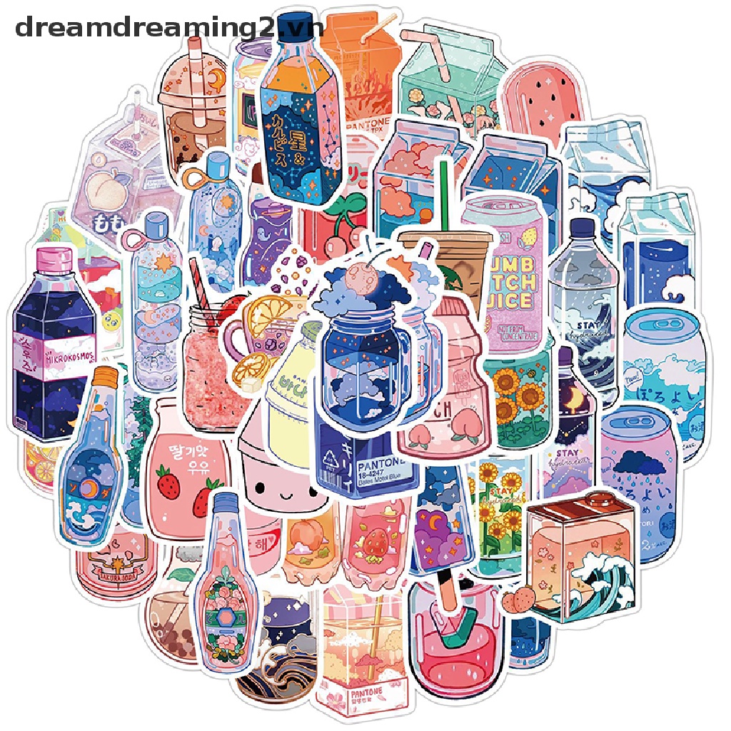 Bộ 50 Miếng Dán Hình Nước Uống Có Hương Thơm DIY Cho Nữ