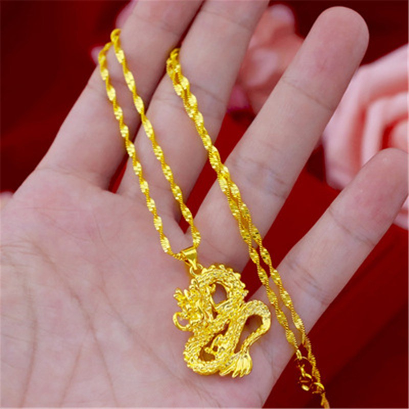 Dây Chuyền Xi Mạ Vàng 375%Phong Cách Hàn Quốc Panlong Pendant