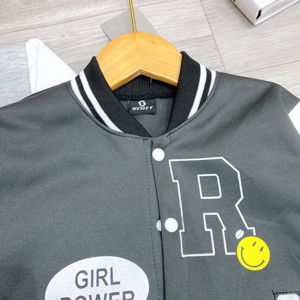 Áo khoác nỉ cao câp dành cho bé gái 14-45kg mẫu Chữ R. Chất liệu đẹp, đường may kỹ.MA111