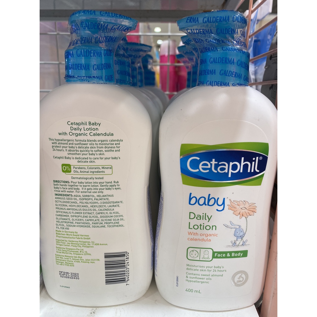 Sữa dưỡng da Cetaphil Baby Lotion Face &amp; Body Oganic dịu nhẹ hương Hoa Cúc chai 400ml