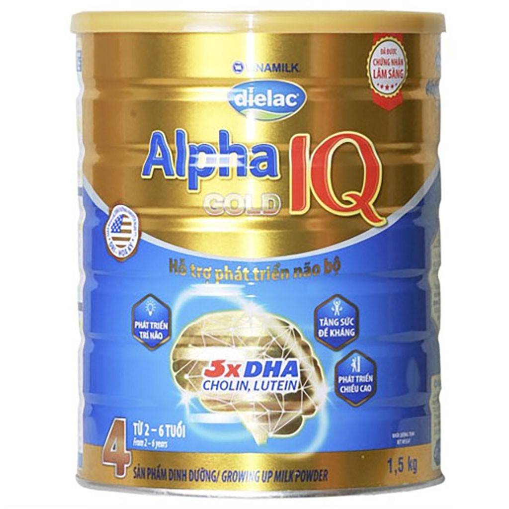 [CHÍNH HÃNG] Sữa Bột Vinamilk Dielac Alpha Gold IQ 4 - Hộp 1,5kg (Cho bé 2-6 tuổi)