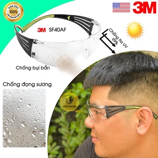Kính bảo hộ 3M chống UV, chống trầy xước, chống đọng sương SF401AF trọng lượng nhẹ, thật mắt