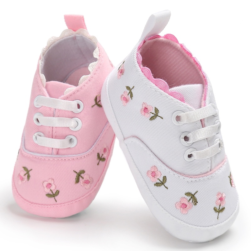 [Hàng Mới] Giày Sneaker Đế Mềm Đính Hoa Cho Bé Gái Sơ Sinh Từ 0-1 Tuổi