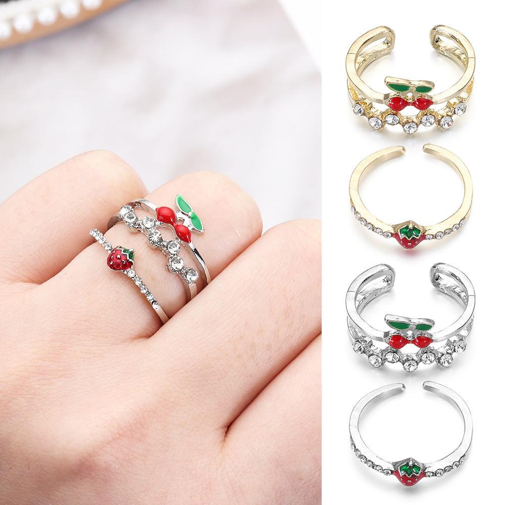 Nhẫn Hở Họa Tiết Dâu Tây Thời Trang Dự Tiệc Cho Nam Và Nữ
