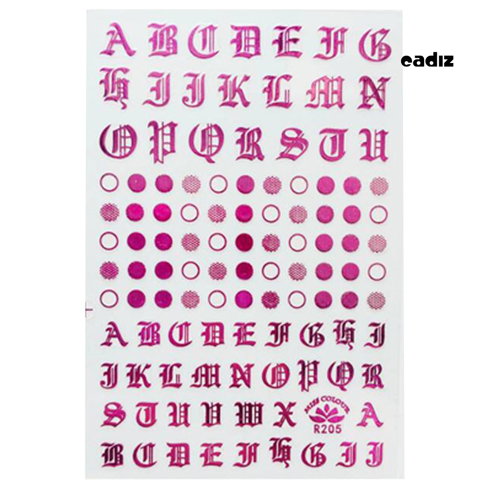 Miếng Dán Trang Trí Móng Tay Hình Chữ Cái Tiếng Anh Cổ Điển 3D DIY