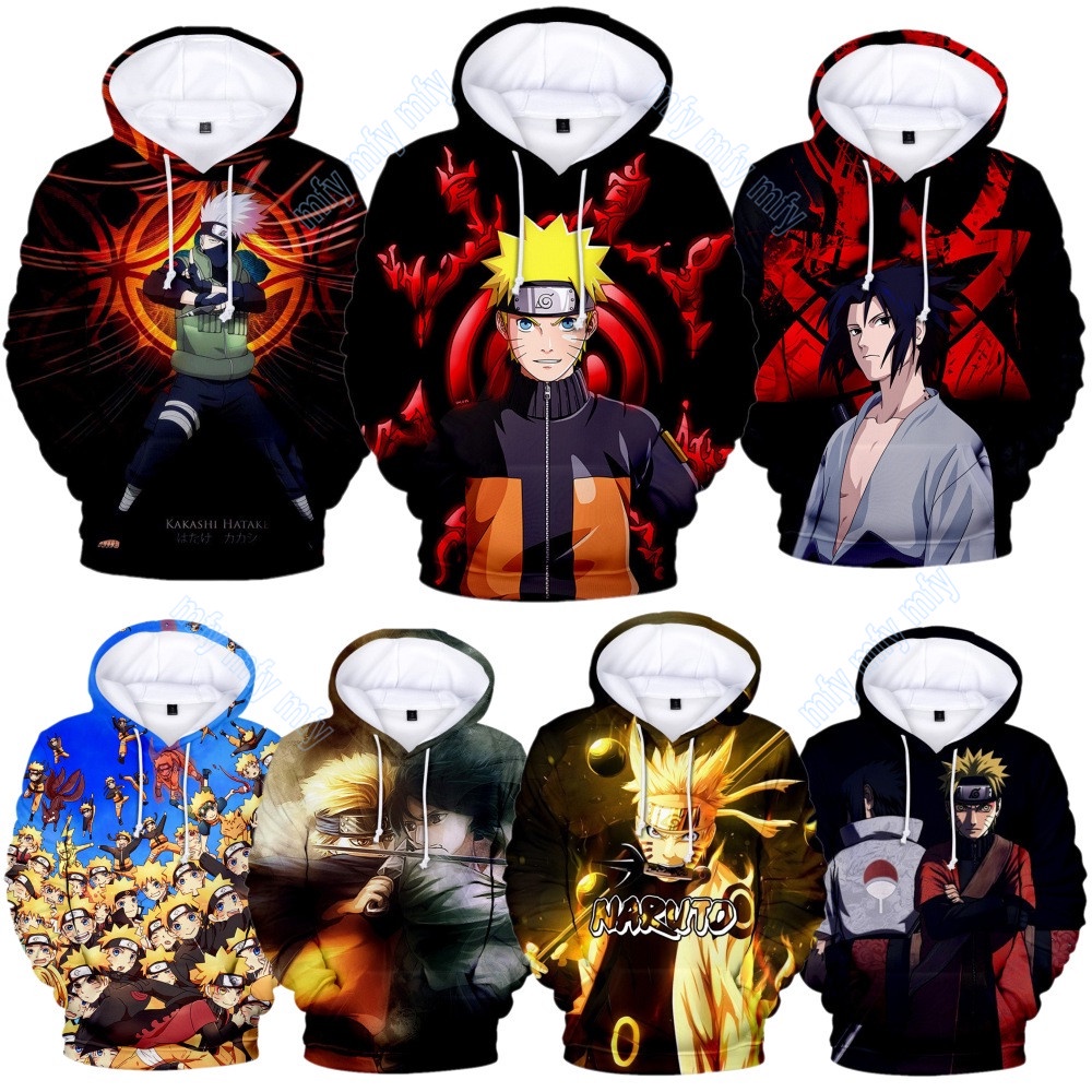 Kids Áo Khoác Hoodie Chui Đầu In Hình Naruto Kakashi Hatake Uchiha Sasuke Giản Dị Dành Cho Bé Trai / Bé Gái