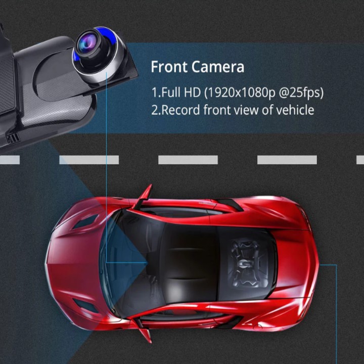 Camera hành trình gương ô tô thương hiệu cao cấp Phisung Z55, 4G, Wifi, 10 inch - Hàng Nhập Khẩu Chính Hãng