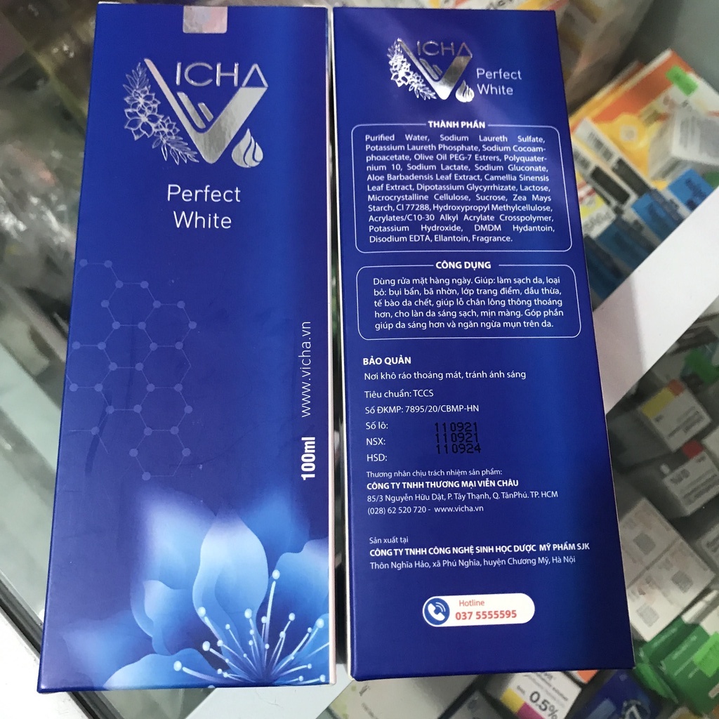 ✅ sữa rửa mặt perfect white Vicha sữa rửa mặt trắng mịn da loại bỏ bã nhờn tẩy tế bào chết da mặt
