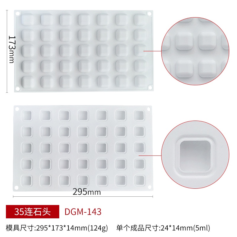 Khuôn silicone 15 / 35 Lỗ Hình Trái Tim / Tròn / Vuông Tự Làm Bánh Trung Thu / Thạch Rau Câu