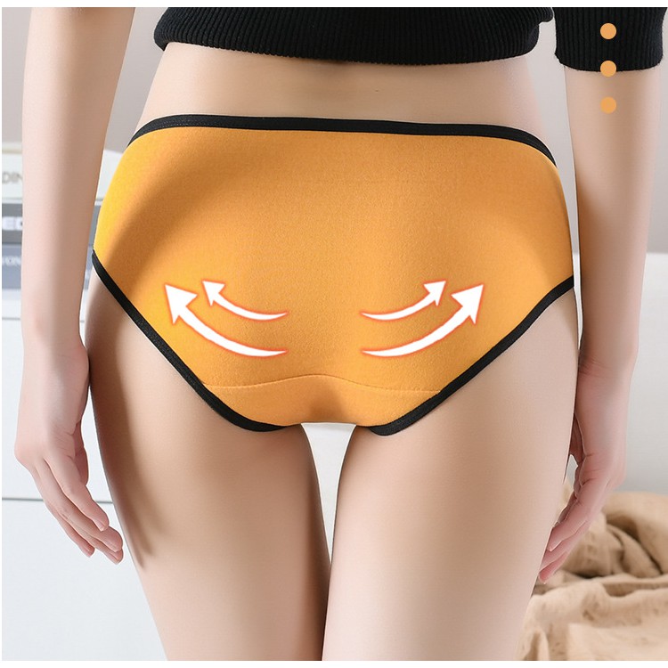 Quần lót nữ cotton màu trơn đính nơ dễ thương viền đen QL35