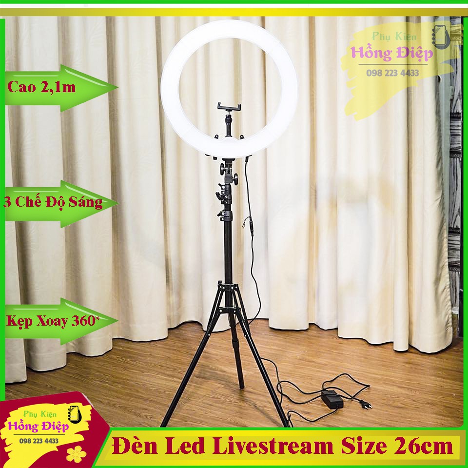 Bộ Đèn Led Livestream Size 26cm (Kèm Cả chân Đỡ & kẹp điện thoại)
