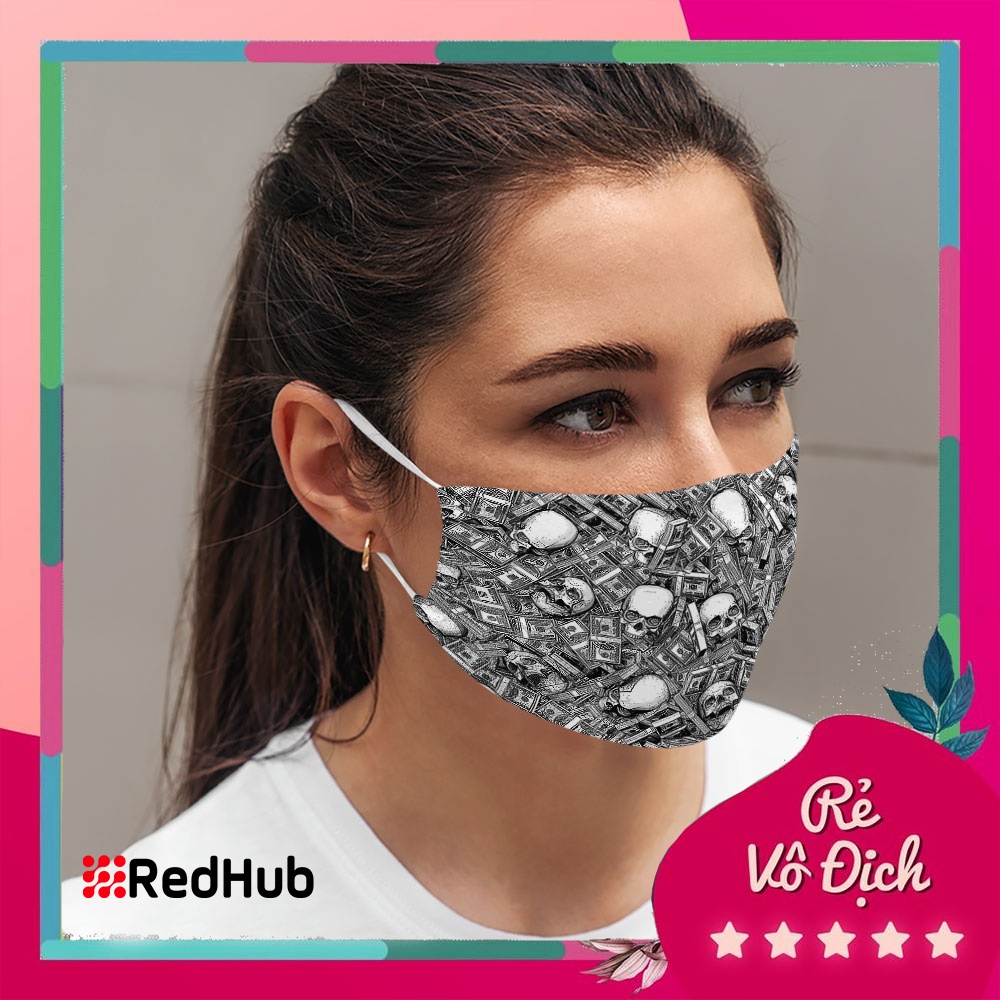 Khẩu Trang Vải Hàn Quốc Skulls_44 RedHub Vải Cotton 100%, Kháng Khuẩn, Không Đau Tai, Dễ Thở Dành cho Nam Nữ