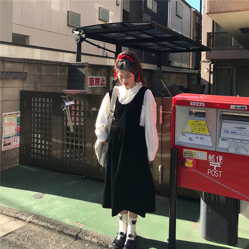 Bộ Áo Sơ Mi + Đầm Không Tay Thiết Kế Mới Thời Trang Theo Phong Cách Hàn Quốc Dành Cho Nữ