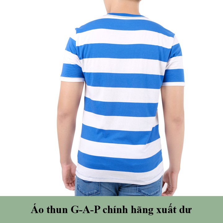 ÁO THUN NAM GAP CỔ TRÒN - MÀU XANH DƯƠNG SỌC