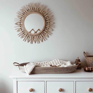 Gương tròn khung mây tre ÁNH SAO đường kính 60cm