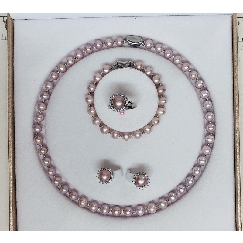 Bộ trang sức màu hồng phấn 4 món như hình