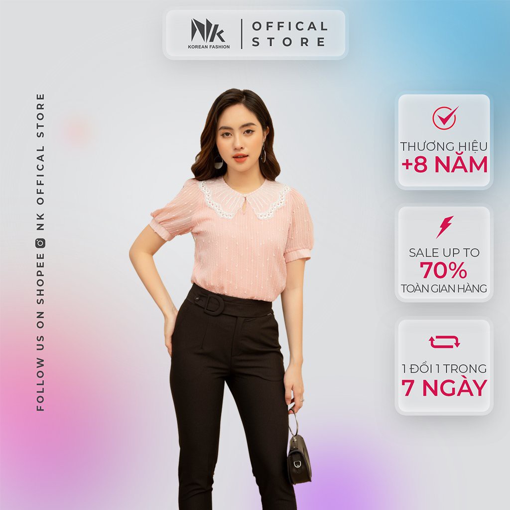 Áo Sơ Mi Nữ Công Sở NK FASHION Tơ Cao Cấp Từ Hàn Phối Cổ Dệt, Mềm Mịn, Độ Co Giãn Nhẹ, Mặc Mát NKFSM2103021 - Hàng mới v