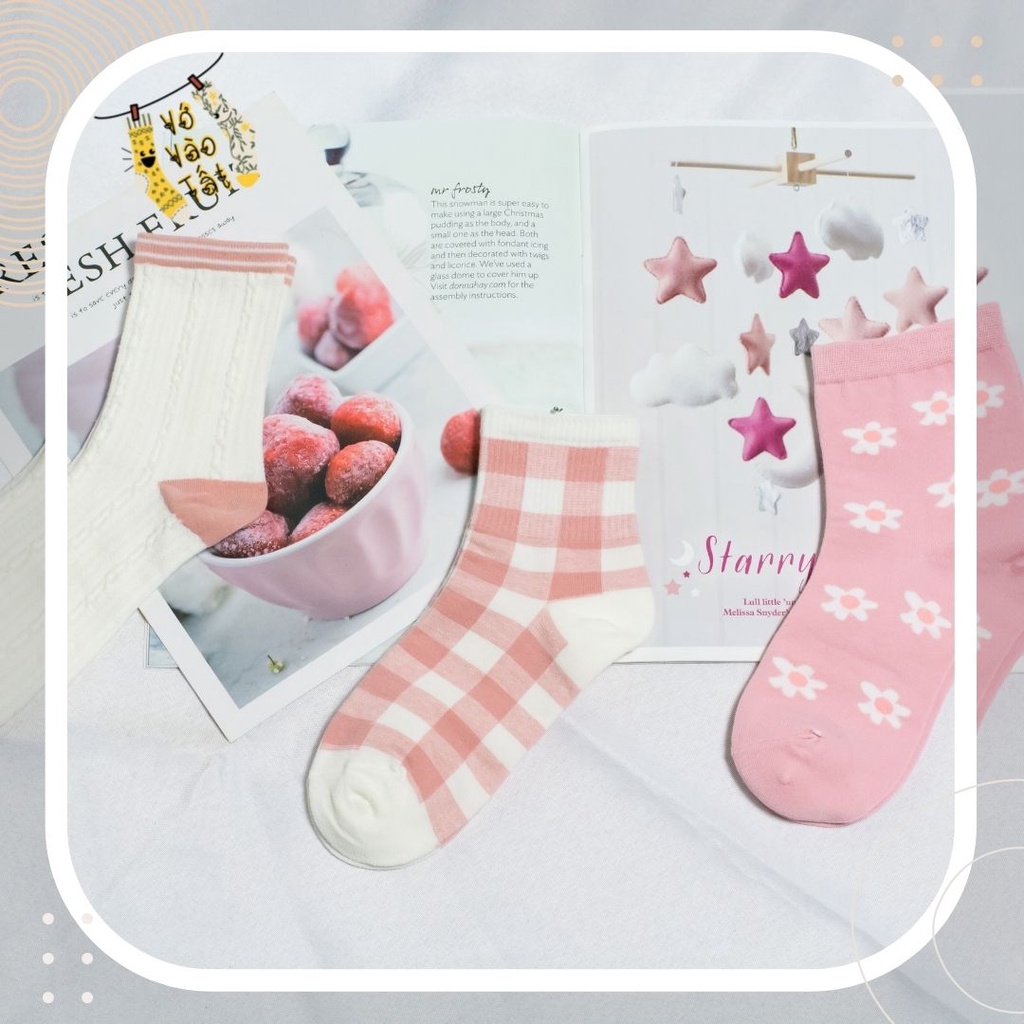 TÂT VỚ NỮ CỔ CAO HỒNG TRẮNG CỰC XINH