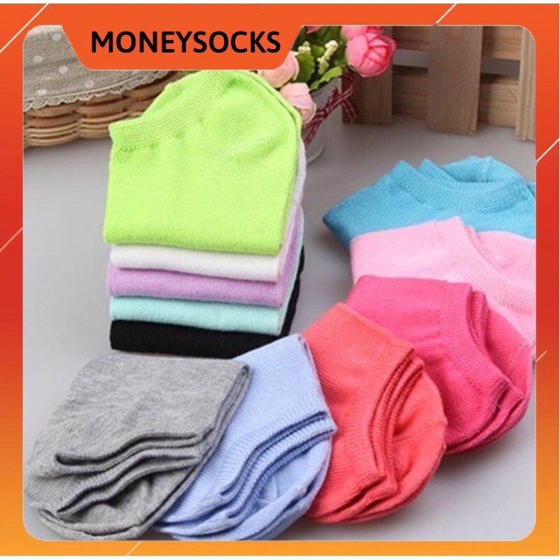 COMBO 5 Đôi Vớ Tất Trơn Cổ Ngắn Mỏng vải cotton kháng khuẩn, hàng loại 1 bao đổi trả dành cho cả nam và nữ