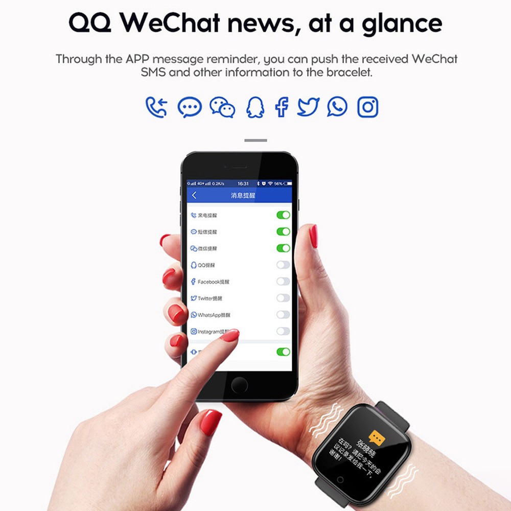 Bộ Đồng Hồ Thông Minh Bluetooth Chống Nước Ip67 Y68 Giám Sát Nhịp Tim Cho Ios Android