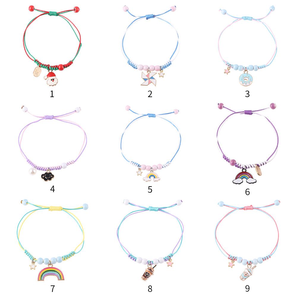 Vòng Tay Dây Bện Mặt Hoạt Hình Tráng Men Làm Quà Tặng Giáng Sinh Cho Nữ