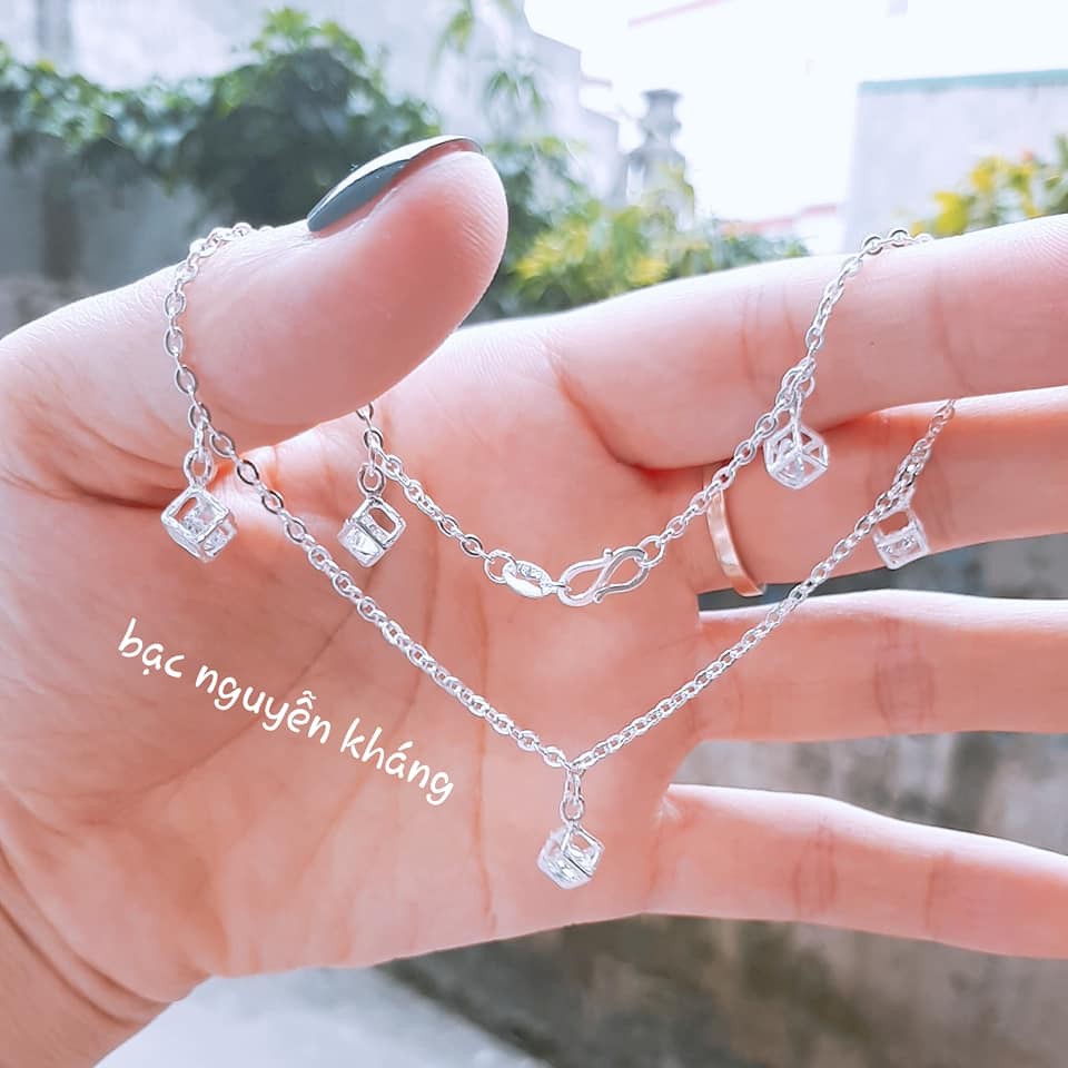 LẮC CHÂN NỮ BẠC TA HÌNH LẬP PHƯƠNG HÌNH CHỮ LOVE