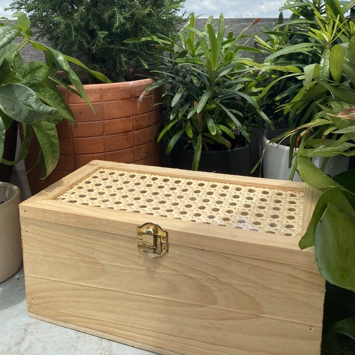 HỘP GỖ THÔNG ĐAN MÂY TỰ NHIÊN, HỘP QUÀ TẶNG, TRANG TRÍ