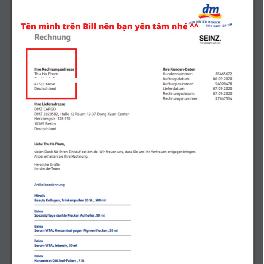 Mặt nạ BALEA Đức - chuẩn Bill 100%