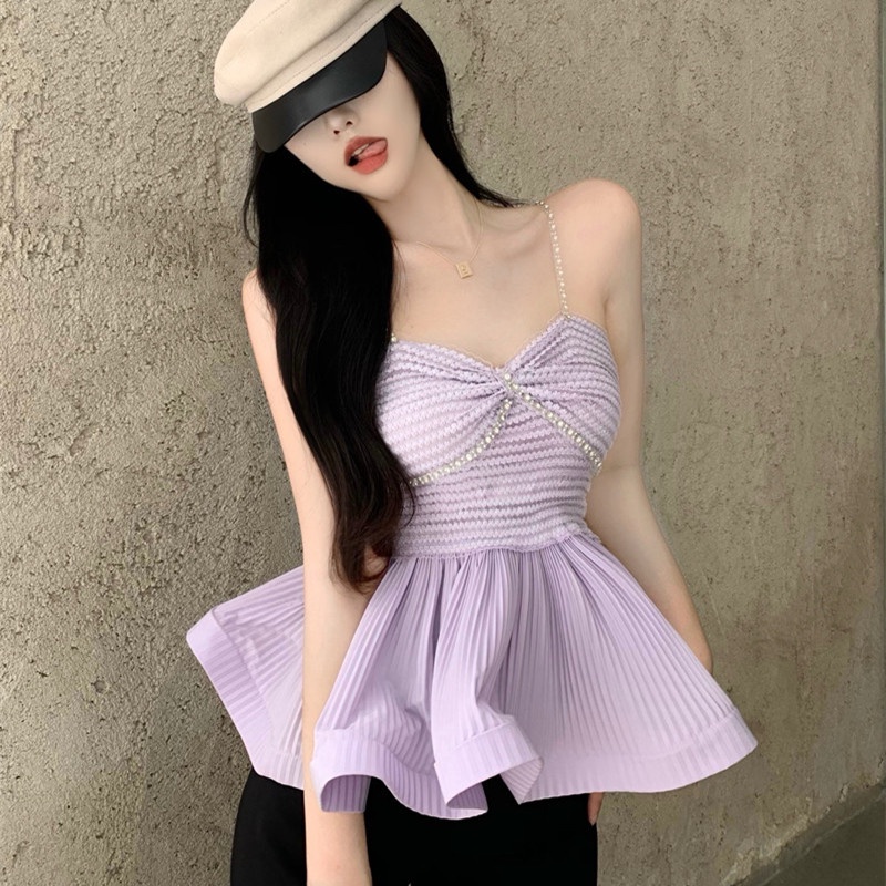 Áo Hai Dây Phối Bèo Quyến Rũ Thời Trang Cho Nữ