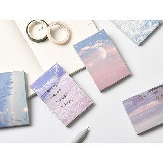 Tệp 100 Tờ Giấy Ghi Chú Phong Cảnh In Chìm
