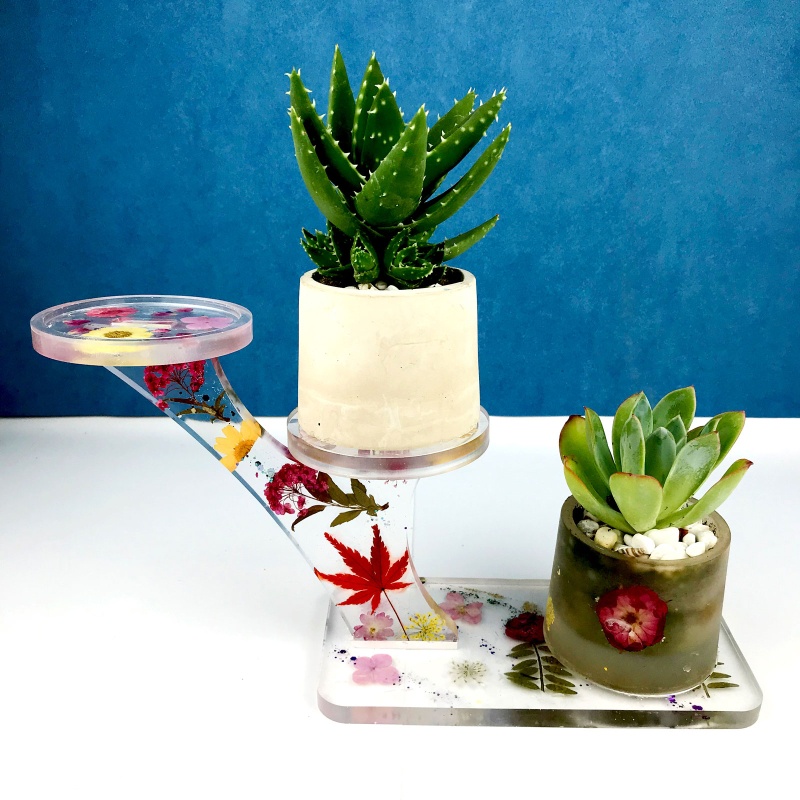 Khuôn Silicon Làm Giá Đỡ Chậu Hoa Bằng Resin Diy