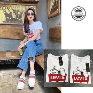 Anu789 - áo phông nữ cộc tay trắng levi cún snoopy