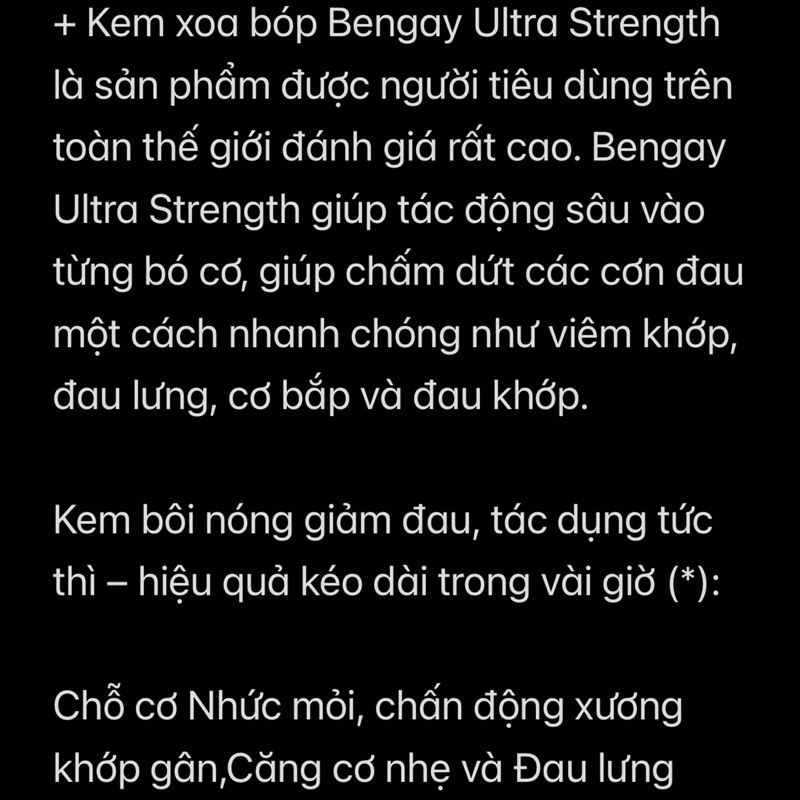 BENGAY DẦU NÓNG XOA BÓP GIẢM NHỨC MỎI MỸ